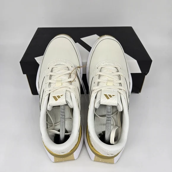 New adidas S2G 24 Leather Spikeless Golf Off White Gold Women's Shoes Size 8.5